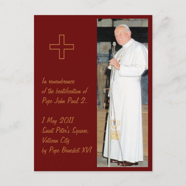 Customisable Pope John Paul 2 photo Postcard (Front)