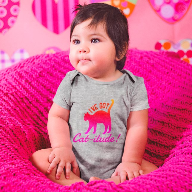 Customisable Popular Colourful I've Got Cat-itude  Baby Bodysuit (Yes I think she does!)