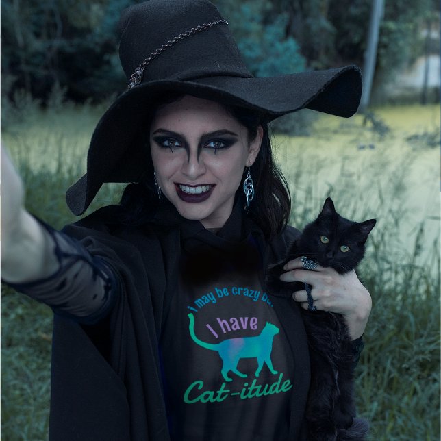 Customisable Popular Colourful I've Got Cat-itude  T-Shirt (Lots of styles and sizes available!)