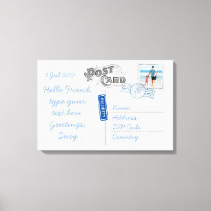 Customisable Postcard Backside Canvas Print
