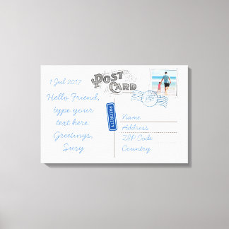 Customisable Postcard Backside Canvas Print