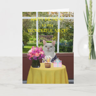 Customisable Pretty Cat Female Birthday Card
