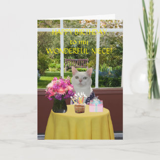 Customisable Pretty Cat Female Birthday Card
