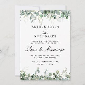 Customisable Pretty Eucalyptus Wedding  Invitation