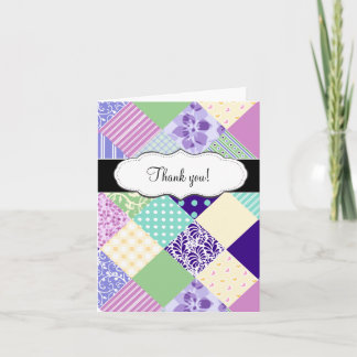 Customisable Pretty Patchwork Quilt Thank You Card