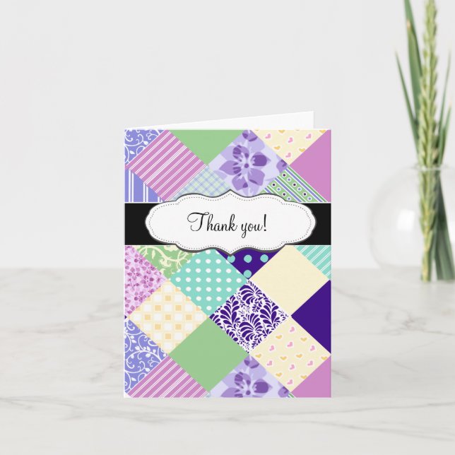 Customisable Pretty Patchwork Quilt Thank You Card (Front)