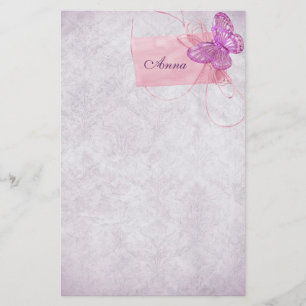 Customisable Pretty Pink Butterfly Design Stationery