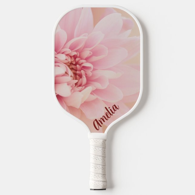 Customisable Pretty Pink Dahlia Pickleball Paddle (Front)