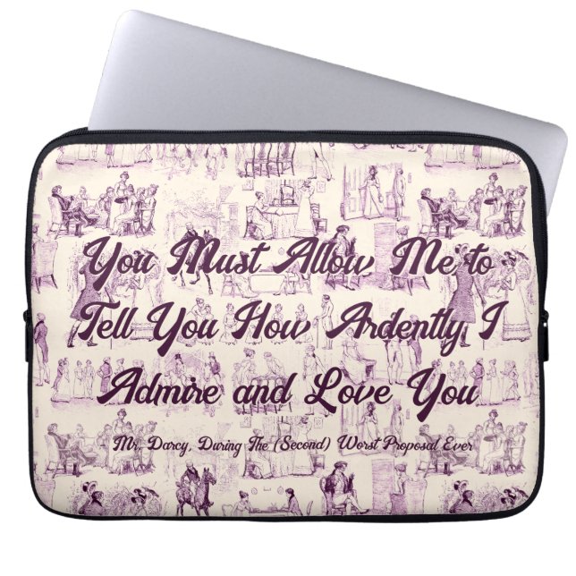 Customisable Pride and Prejudice Most Ardently Laptop Sleeve (Front)