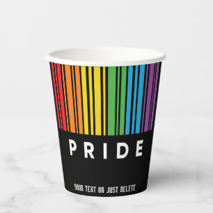 Customisable Pride Rainbow Barcode LGBTQIA+ Paper Cups