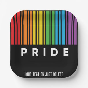 Customisable Pride Rainbow Barcode LGBTQIA+ Paper Plate