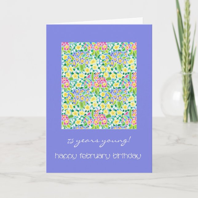 Customisable Primroses February Birthday Card (Front)