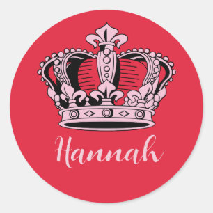 Customisable Princess Queen Crown Classic Round Sticker