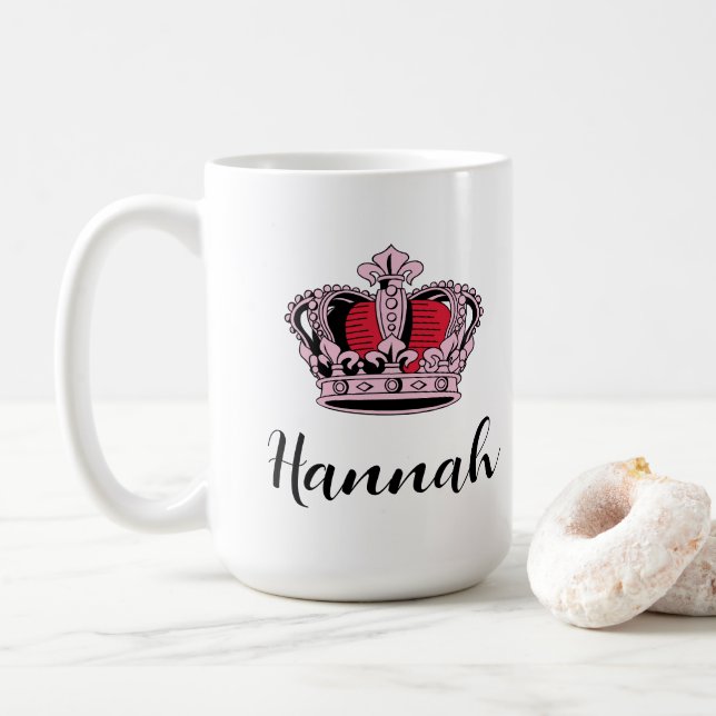 Customisable Princess Queen Crown Coffee Mug (With Donut)