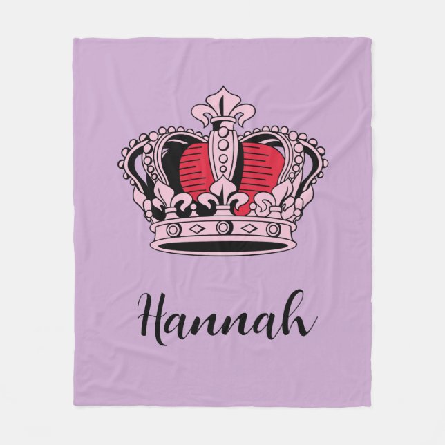 Customisable Princess Queen Crown Fleece Blanket (Front)