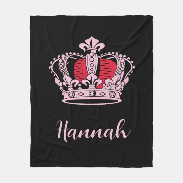 Customisable Princess Queen Crown Fleece Blanket (Front)