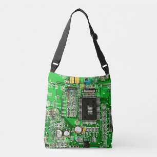 Customisable Printed Circuit Board - Green Geeky Crossbody Bag