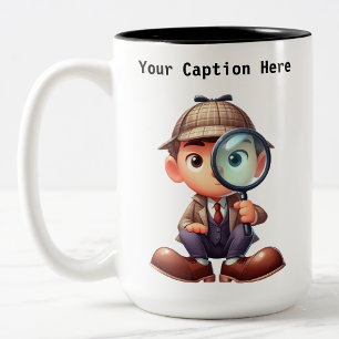 Customisable Private Investigator Cartoon Mystery Two-Tone Coffee Mug