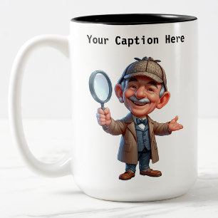 Customisable Private Investigator Cartoon Mystery Two-Tone Coffee Mug