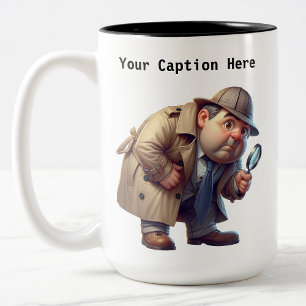 Customisable Private Investigator Cartoon Mystery Two-Tone Coffee Mug