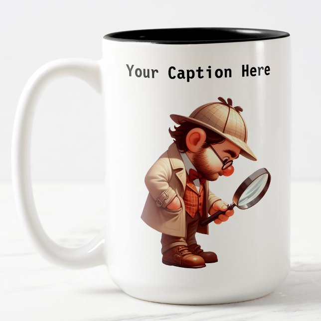 Customisable Private Investigator Cartoon Mystery  Two-Tone Coffee Mug (Creator Uploaded)