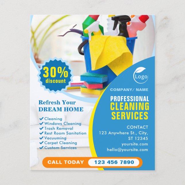 Customisable Professional Cleaning Services  Flyer (Front)
