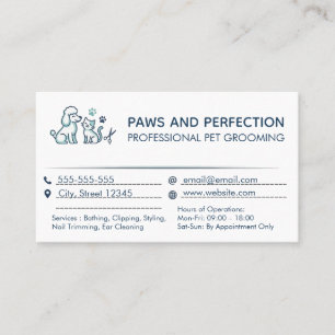 Customisable Professional Pet Grooming Business Card