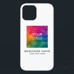 Customisable Promotional Business Logo Template iPhone 12 Case<br><div class="desc">Upload Your Company Business Logo Here Customisable Modern Elegant Minimalist Template White Phone Cases & Accessories / iPhone Cases / Barely There Style Apple iPhone 12 Case.</div>