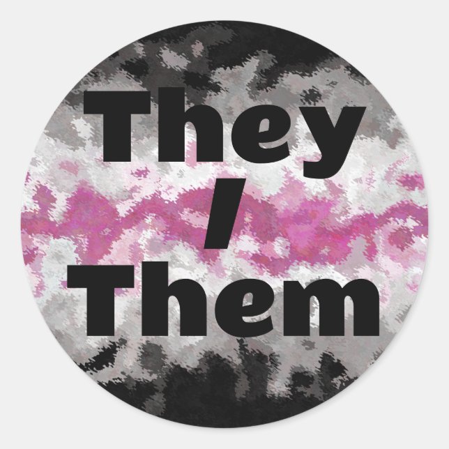 Customisable Pronoun Boho Librafeminine Pride Flag Classic Round Sticker (Front)