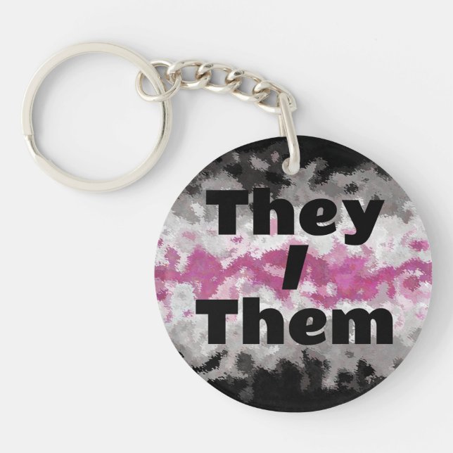 Customisable Pronoun Boho Librafeminine Pride Flag Key Ring (Front)