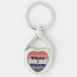Customisable Pronoun Cupioromantic Pride Flag Key Ring
