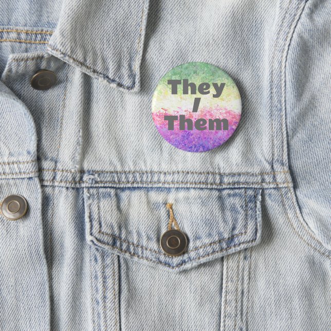 Customisable Pronoun Genderdoe Pride Flag      6 Cm Round Badge (In Situ)