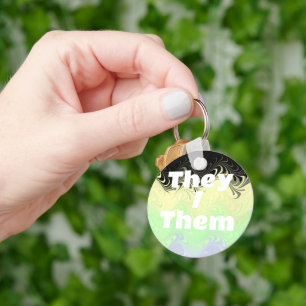 Customisable Pronoun Groovy Cassgender Pride Flag Key Ring