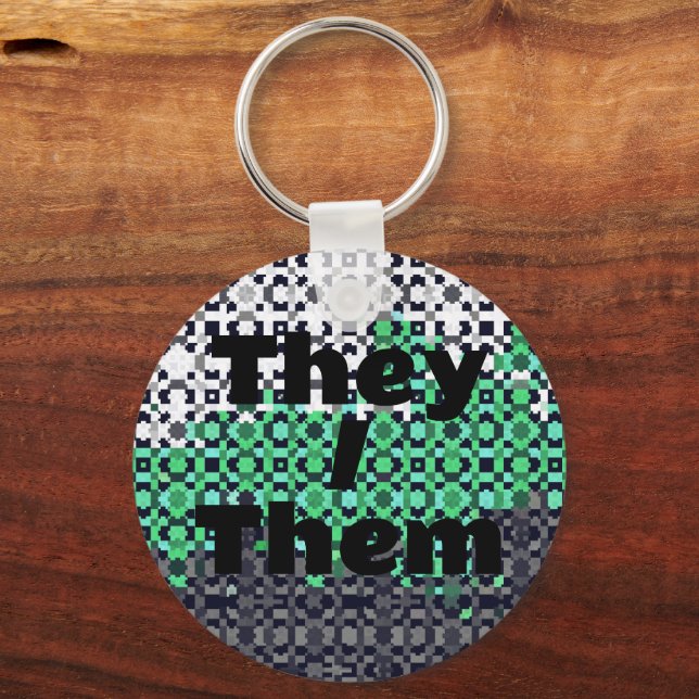 Customisable Pronoun Neutrois  Pride Flag     Key Ring (Front)