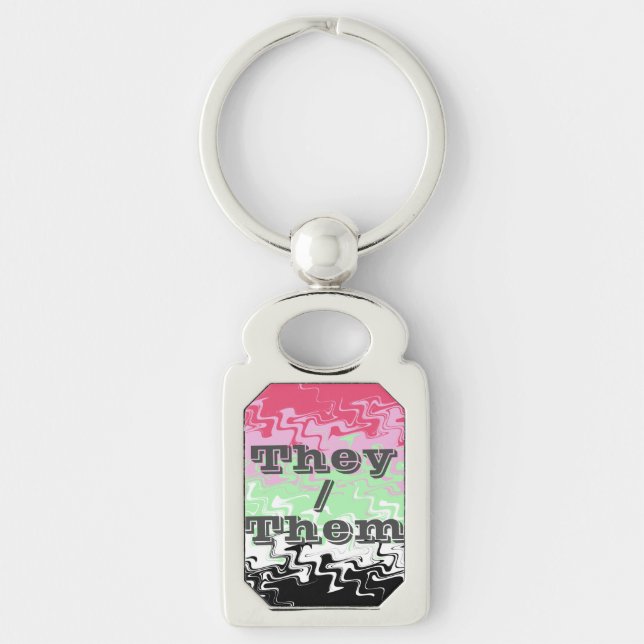 Customisable Pronoun Recipromantic Pride Flag Key Ring (Front)