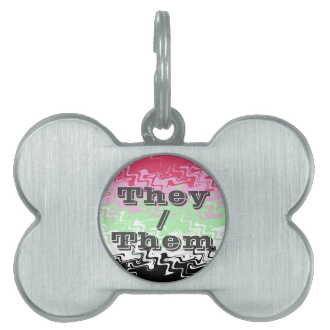Customisable Pronoun Recipromantic Pride Flag Pet ID Tag (Front)