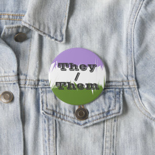 Customisable Pronoun Spiky Genderqueer Pride Flag 7.5 Cm Round Badge