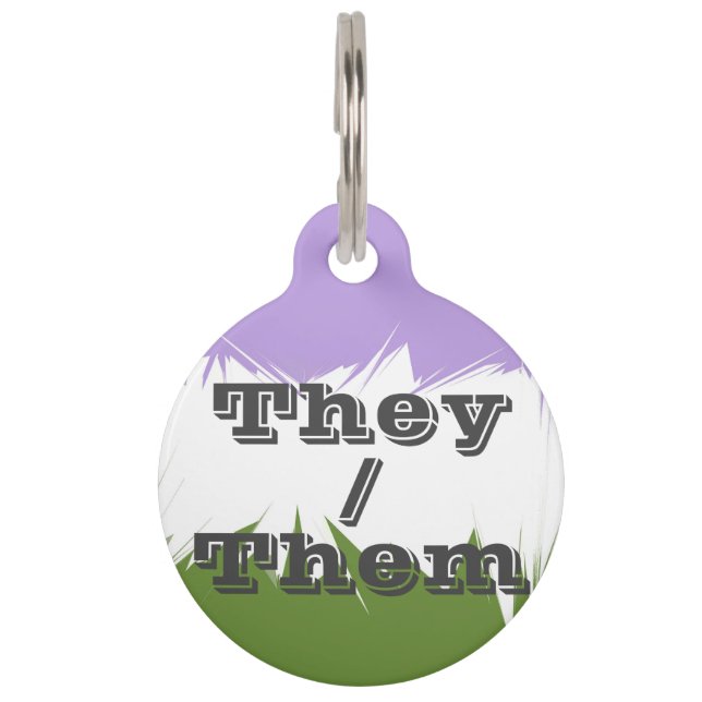 Customisable Pronoun Spiky Genderqueer Pride Flag Pet Tag (Front)