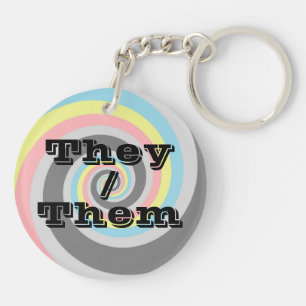 Customisable Pronoun Spiral Demiflux Pride Flag  Key Ring