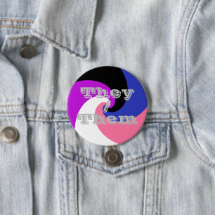 Customisable Pronoun Spiral Genderfluid Pride Flag 7.5 Cm Round Badge