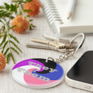 Customisable Pronoun Spiral Genderfluid Pride Flag Key Ring