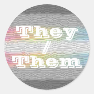 Customisable Pronoun Squiggly Demifluid Pride Flag Classic Round Sticker