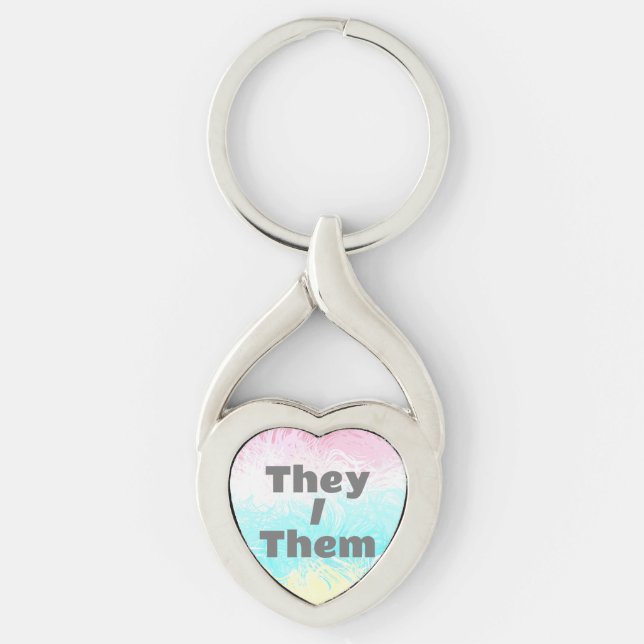 Customisable Pronoun Swirly Genderflux Pride Flag Key Ring (Front)