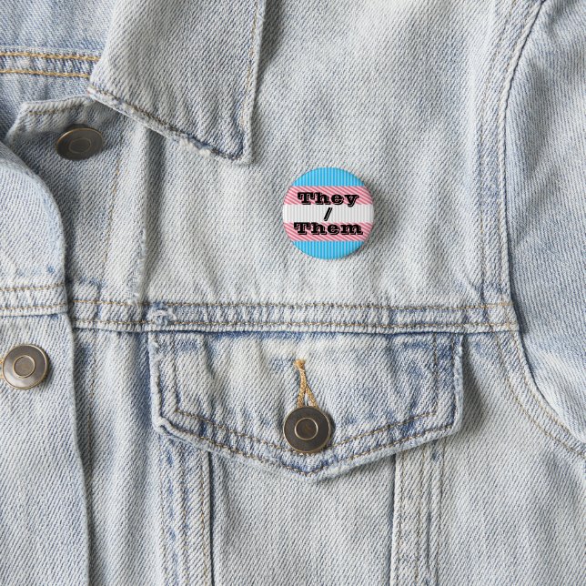 Customisable Pronoun Transgender Pride Button (In Situ)