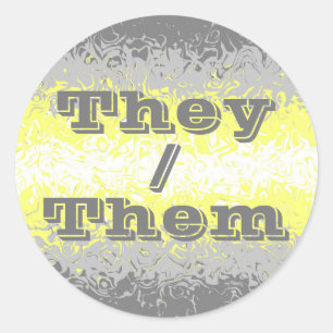 Customisable Pronoun Trippy Demigender Pride Flag Classic Round Sticker