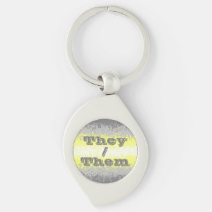 Customisable Pronoun Trippy Demigender Pride Flag Key Ring