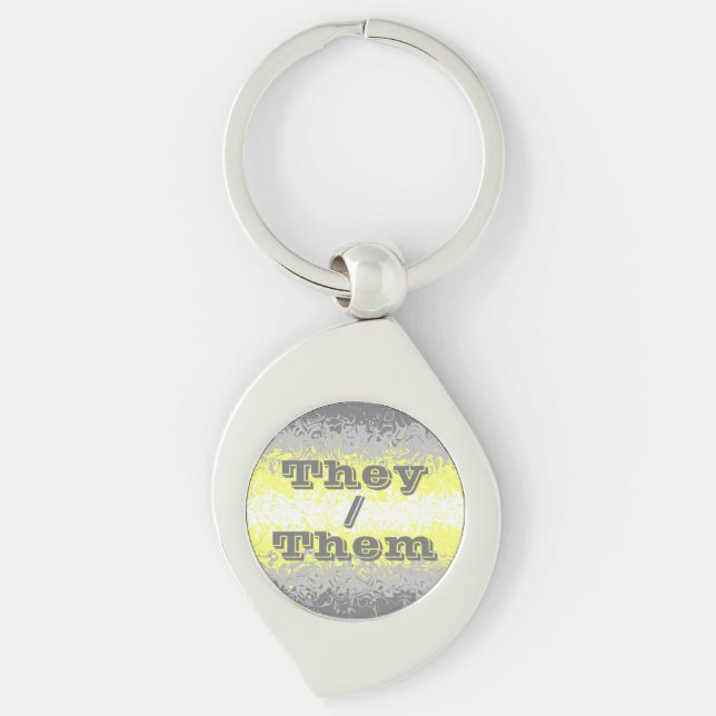 Customisable Pronoun Trippy Demigender Pride Flag Key Ring (Front)