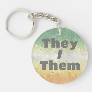 Customisable Pronoun Trippy Genderflor Pride Flag Key Ring