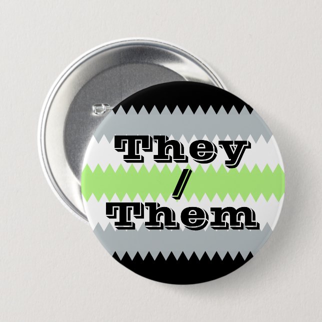 Customisable Pronoun ZigZag Agender Pride Flag  7.5 Cm Round Badge (Front & Back)