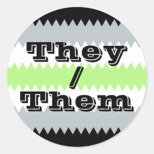 Customisable Pronoun ZigZag Agender Pride Flag Classic Round Sticker